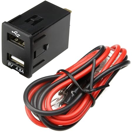 Amazon 日産車 2usbポート スイッチホールカバー 電圧計 青led付 車載 急速 充電usbポート スイッチパネル 約31mm 24mm トクトヨ Tokutoyo シガーソケット充電器 車 バイク