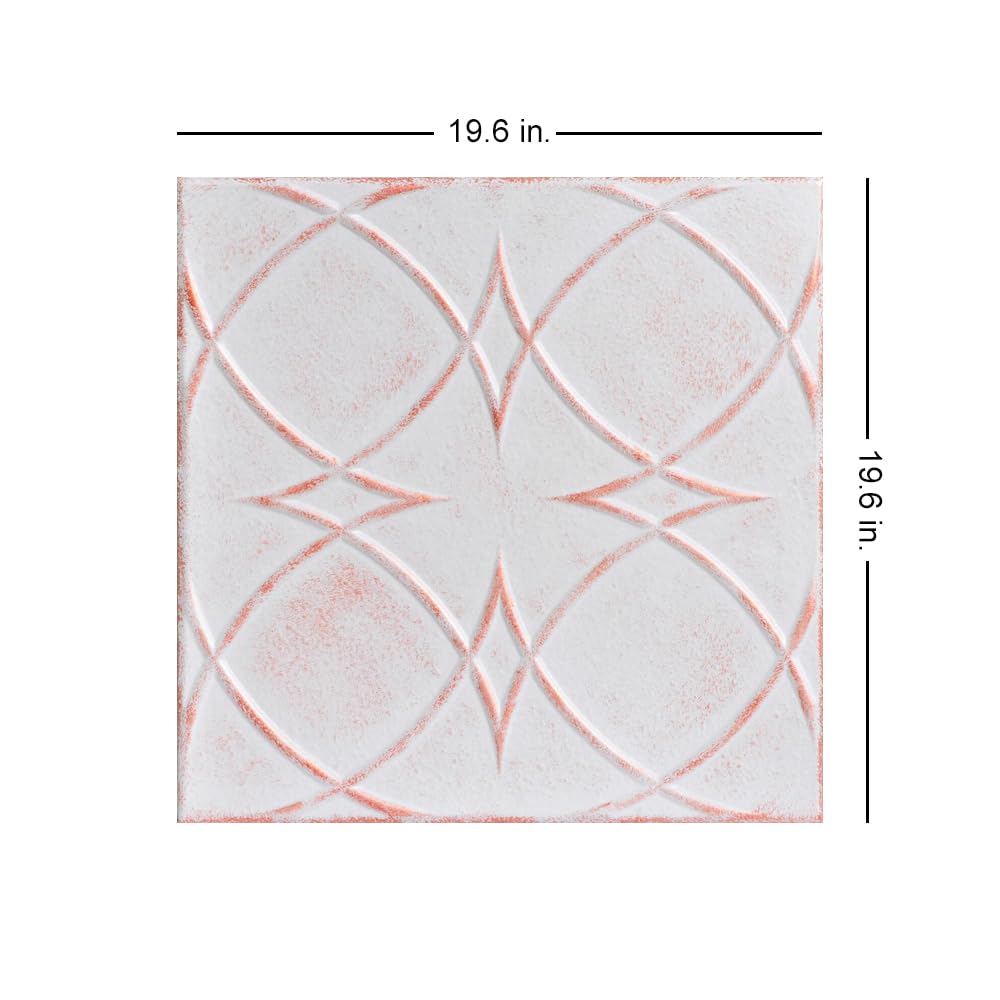 A La Maison Ceilings R82 Circles and Stars Foam Glue-up Ceiling Tile (259.2 sq. ft./Case), Pack of 96, White Washed Copper