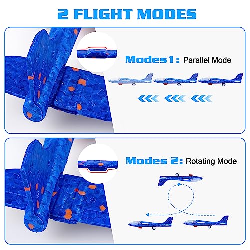 LJZJ 3 Pack Airplane Launcher Toys, 2 Flight Modes LED Foam Glider Catapult Plane, Outdoor Flying Toy for Kids, Birthday Gifts for Boy Girl 6+ Year Old, B-Day Party Supplies - Image 5