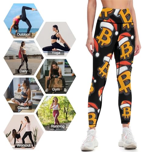 Bitcoin in Christmas Women's High Waisted Yoga Leggings Soft Tummy Control Pants for Running Gym Daily - Image 8