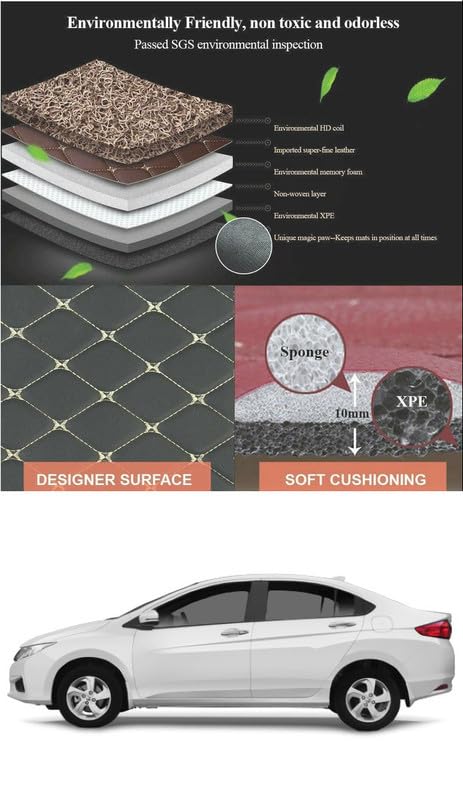 Image of Minansh Foot Mats /Floor Mats Compatible with Suzuki Swift 2017 7D Luxury Leather Washable Car Floor Mat (Brown /Coffee)