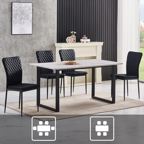AINPECCA Faux Leather Black Dining Chairs Set of 6 - Armless High Back Upholstered Soft Seat with Black Metal Legs for Dining Room, Kitchen Room (PU black, 6) - Image 5