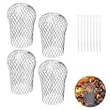 4 Stück Regenrinnen Laubschutz, Dachrinnen Laubschutz, Fallrohrschutz mit 8 Stück Kabelbinder, Laubfang Fallrohr Regenrohrschutz, Erweiterbarer Dachrinnensieb für Dachrohre Fallrohr