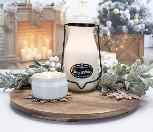 Image of Milkhouse Merry Mistletoe Soy Candle, 14 oz Milkbottle, 90+ Hr Burn