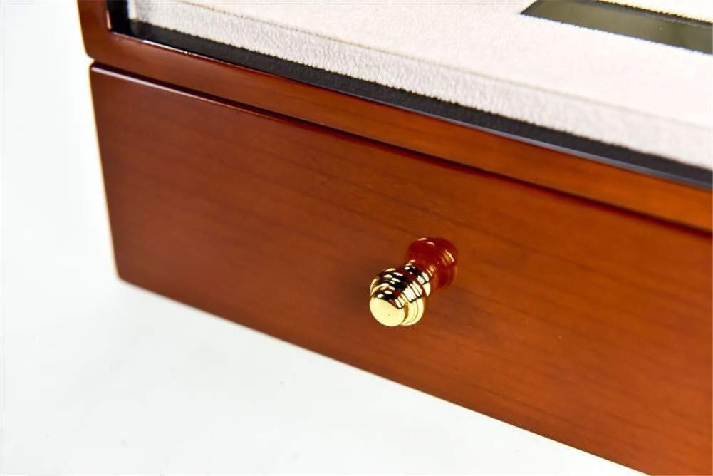 Expositor De Relojes Automáticos para 3+3 Relojes, Caja De Madera Brillante, Enrollador De Relojes De Pulsera, Motor Silencioso con Cajón（D-A）