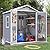 VONZOY Resin Storage Sheds with Floor, 6x4.5 FT Plastic Garden Shed with Lockable Door, Window, Waterproof, Outdoor Tool Storage for Bike, Garbage Can, Grey White, Light Grey
