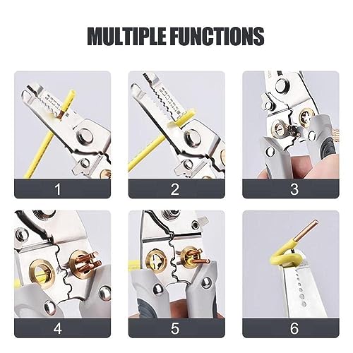 Image of 6-in-1 Wire Cutter Pliers and Wire Stripper For Electricians Wire and Cable Stripping, Cutting, Winding, Crimping Precision Stainless Steel Hand Tool for Electrician Decrustation Tool