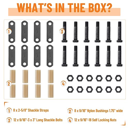 Image of 2 Packs Tandem Axle Trailer Shackles Kit: Trailer Shackles with Trailer Shackle Bolts, 2-5 /8 inch Trailer Shackle Straps (262), Used On Dual-Axle Systems And All Triple-Axle Systems | Tandem Axle Trailer Shackles Kit, Used On Dual-Axle Systems And All Triple-Axle Systems