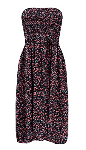 Image of Zyyfly Tube Top Dress Women Summer Beach Coverup Stretch Smocked Strapless Dress