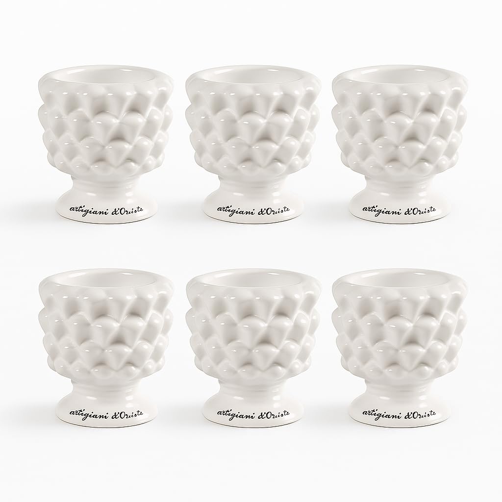 Porta Tealight Pigna in Ceramica Bianca – Set 6 Pezzi – Design Elegante per Candele Tealight – Decorazione per Casa, Tavolo o Eventi – Idea Regalo