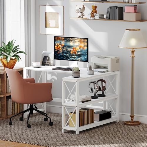 Table d'ordinateur pour petits espaces bureau angle réversible blanc - 6