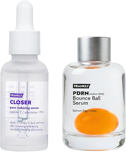 FRANKLY Korean Glow Serum Duo | Skincare Gifts for Women | Glass Skin Radiance & Elasticity Set | Peptide Pore Minimizer + PDRN Salmon DNA Serum | Vegan Collagen, Non-Sticky | 2x1.01 fl.oz