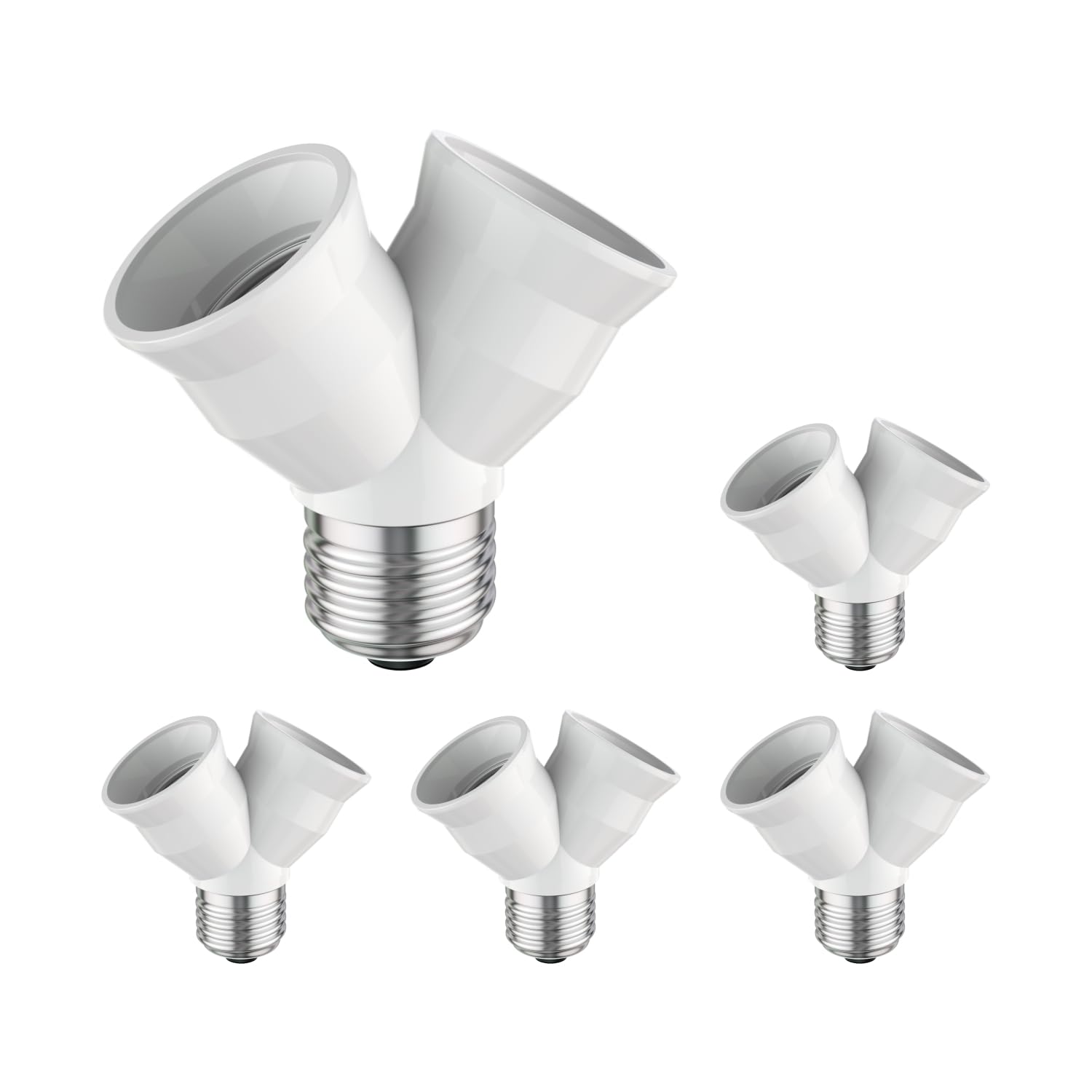 ELEKTRA Adattatore Splitter E27 A 5 Vie - Base Lampada Multipla In Bianco - Per Lampadine Con Attacco E27 (Lampadine Non Incluse)