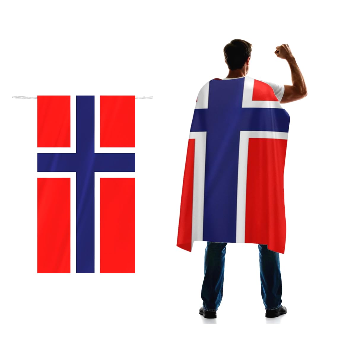 Norway Flag Cape 3x5 FT for Independence Day Holiday Costumes Celebrati,150D Premium Polyester,Norwegian Nordmann National Patriotic Flags Costume Cloak. — image 1