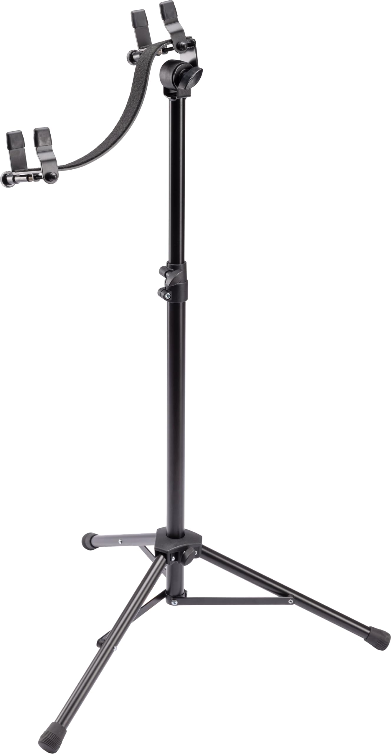 K&M 14766 - Soporte de guitarra acústica para tocar sentado o de pie, color negro