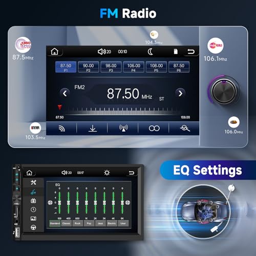 Radio doble din inalámbrico con pantalla táctil 7 pulg. miniatura 5