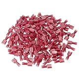 QUARKZMAN 160 Stück Weibliche Spatenstecker, 22-18 AWG Nylon Schnellverbinder Kabelklemme Terminal Isoliert für Automobil Boot, Rot