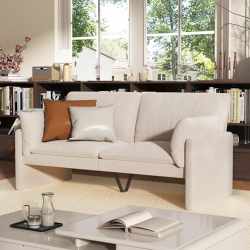 UNIONLINE Sofa 3 sitzer, Schlafsofa 172 cm Breit, modernes Teddy Liebessitz-Sofa, 2-3-Sitzer für Wohnzimmer, Schlafzimmer, Wohnung, Home Office, Weiß