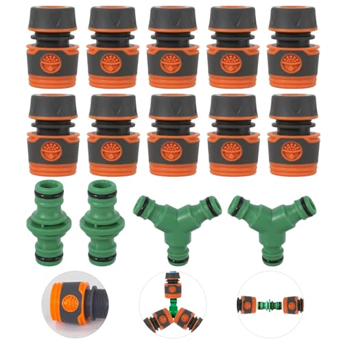 Slynxr 14Pcs Soaker Hose Repair Kit 10 Pack 1/2 Inch Garden Hose Repair Kits with 2 Y Hose...