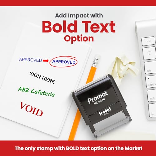 Promot Self Inking 1 Line Custom Stamp - Personalized Name Stamp for Office, Teacher, Address & Business Label Stamp - Choose Font, Ink Color, Pad, for Personal & Professional Use - Small - Thumbnail 6