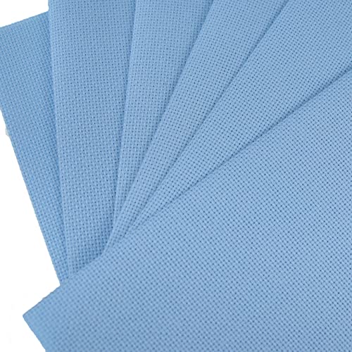 Image of KCS 4 /6 pc of 12 inch x 18 inch 30cmx45cm 16CT Counted Cotton Aida Cloth Cross Stitch Fabric (Light Blue, 6 pc)