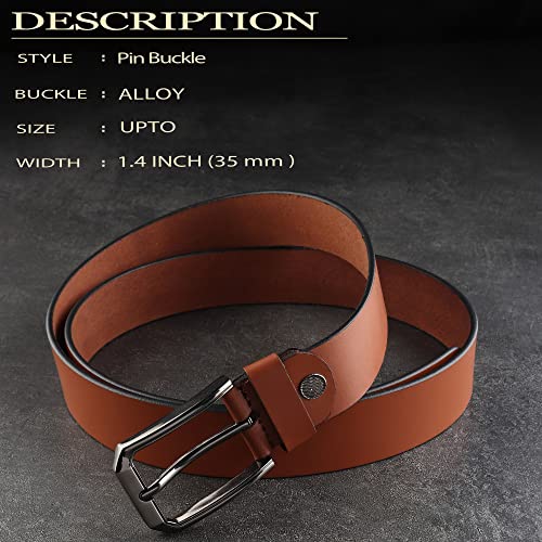 Image of Men's Formal Genuine Leather Adjustable Pin Buckle Belt (Leath-5)