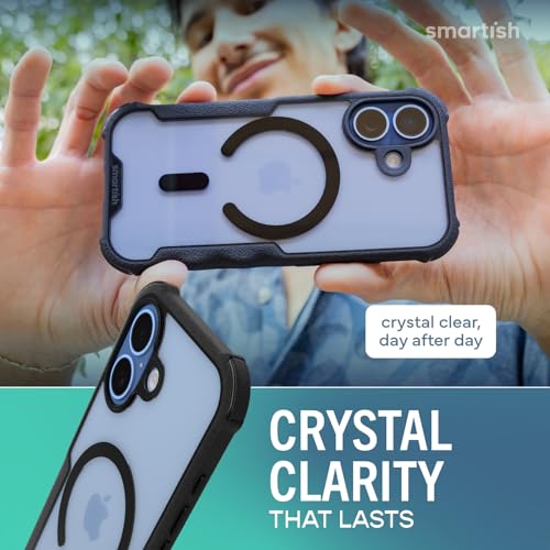 Image of Smartish iPhone 17 MagSafe Case - Gripzilla Protective Magnetic Case for Men [Rugged + Tough] Military Grade Heavy Duty Grip Armor - Drop Tested for Apple iPhone 17 - Clearly Black