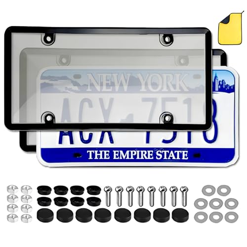 License Plate Cover Black License Plate Cover License Plate Frames Black: with Screw Cap Cover kit Suitable for US Standard Cars 2 Pieces (transparently)