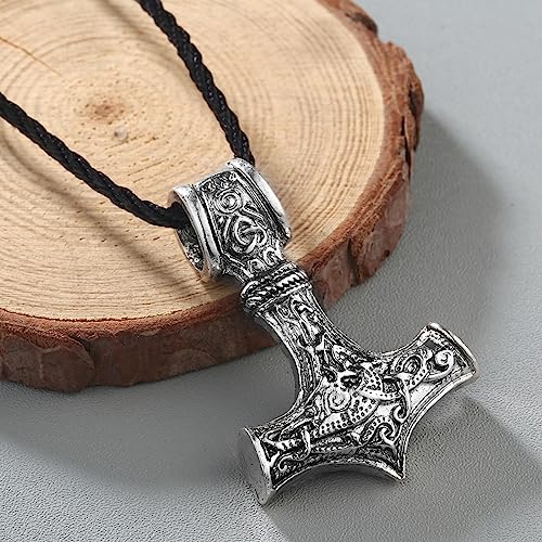 Collier marteau de Thor anti-irritation, pendentif Mjolnir celte et cuir confortable