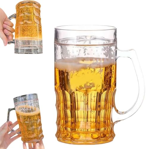 Tazza di birra finta, 400 ml, a doppio strato, con manici, realistica, divertente, per bar, feste e regali di bavaglio, novità