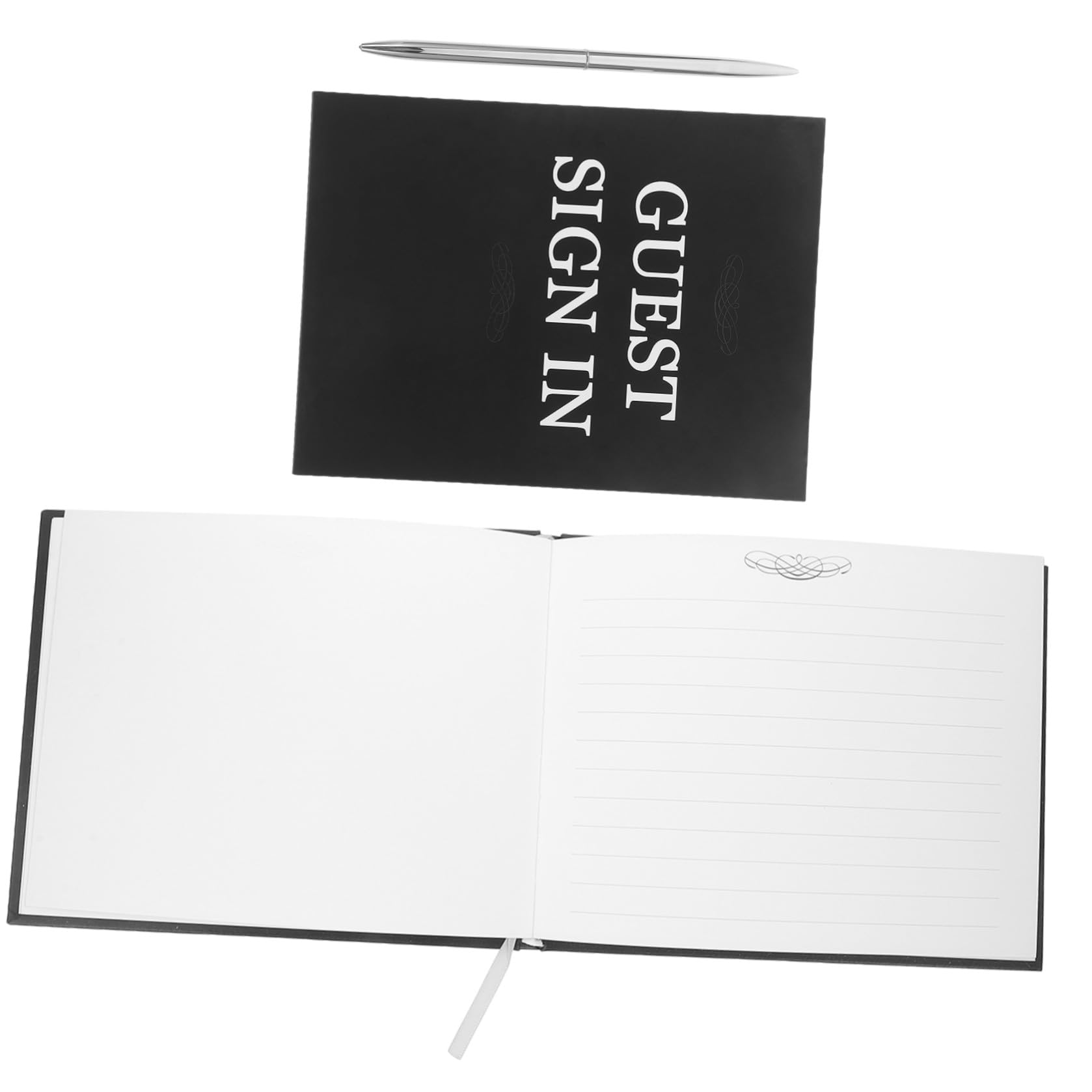 Alasum Libro degli Ospiti Elegante e Pratico Nero Matrimonio in Carta e Plastica Set 1 Pezzo per Decorazioni e Ricevimento