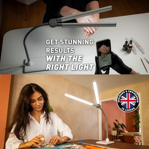 DuoPro Table Lamp - Double Shade LED Task Lamp, 4 Brightness Levels, 6,000K Daylight, 2,100 Lux, Anti-Glare, Flexible Arm, Touch Dimmer - Ideal for Sewing, Crafting, Reading by daylight - Image 5