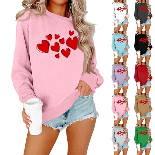 Women Valentines Day Crewneck Sweatshirts Plus Size Love Heart