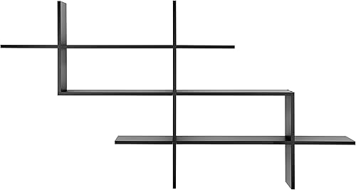 Danya B. Estante de 3 niveles para colgar en la pared con diseño moderno asimétrico cruzado (negro) disponible en Yaxa Guatemala