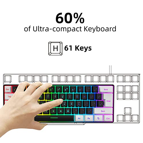 Teclado retroiluminado RGB de 61 teclas y ratón gaming con 3200 DPI máx. 4