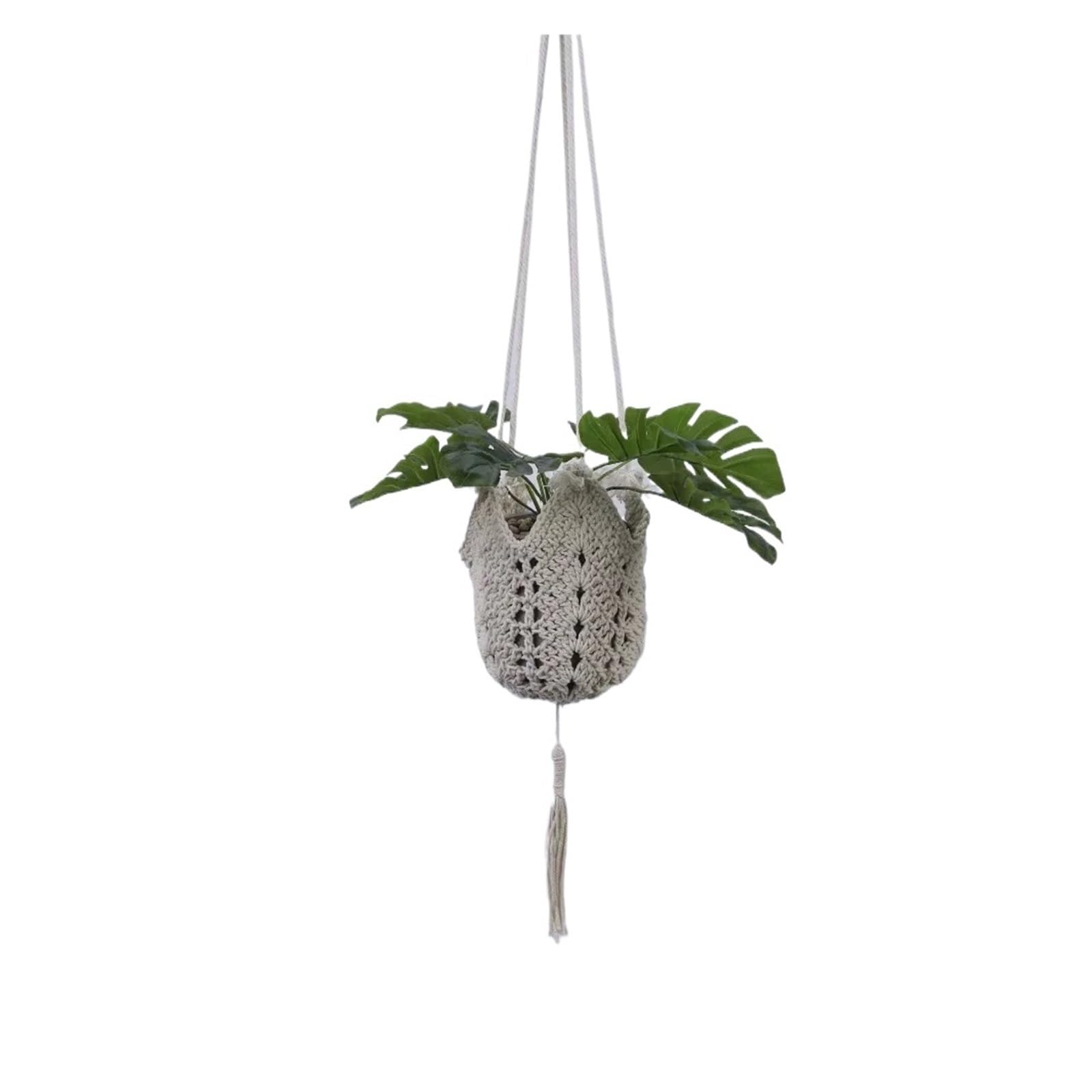 Makramee-Pflanzenampeln Pflanzenaufhänger, Hängepflanze, handgefertigt, Makramee-Blumentopf, Wanddekoration, Hofgarten, Hängepflanzer, Hängekorb(White-2pcs)