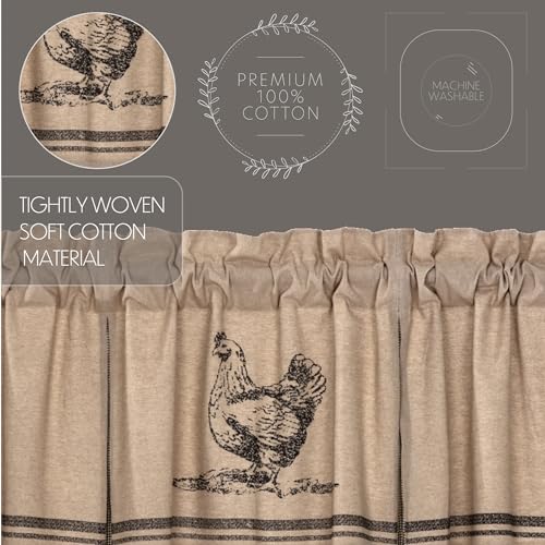 VHC-Brands-Sawyer-Mill-Charcoal-Valance-Curtain-Farmhouse-Country-Chicken-Cotton-Gray-and-Tan-for-Kitchen-Window-20×72 VHC Brands Sawyer Mill Charcoal Valance Curtain Farmhouse Country Chicken Cotton Gray and Tan for Kitchen Window 20×72