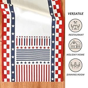 Folkulture Fourth of July Table Runner - 90 Inches Long, Red, White and Blue Folkulture Fourth of July Table Runner 90 Inches Long Red White and Blue