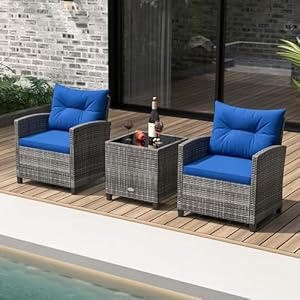 Kotek3piecepatiofurnituresetoutdoorperattanconversationsetwithwashablecushionstemperedglasstabletopwickerchairsandtablesetforporchgardenbalconynavy Urban Country Home Decor Kotek 3 piece patio furniture set outdoor pe rattan conversation set with washable cushions tempered glass tabletop wicker chairs and table set for porch garden balcony navy urban country home decor