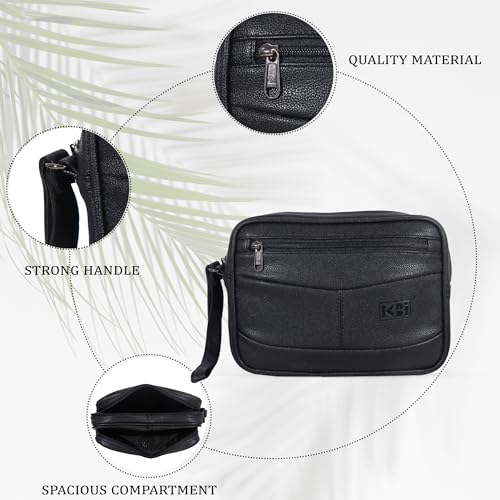 Image of kbi Mens Cash Bag Pouch Money Carrying Handling Luggage Multipurpose Travel Pouch vegan Leathe