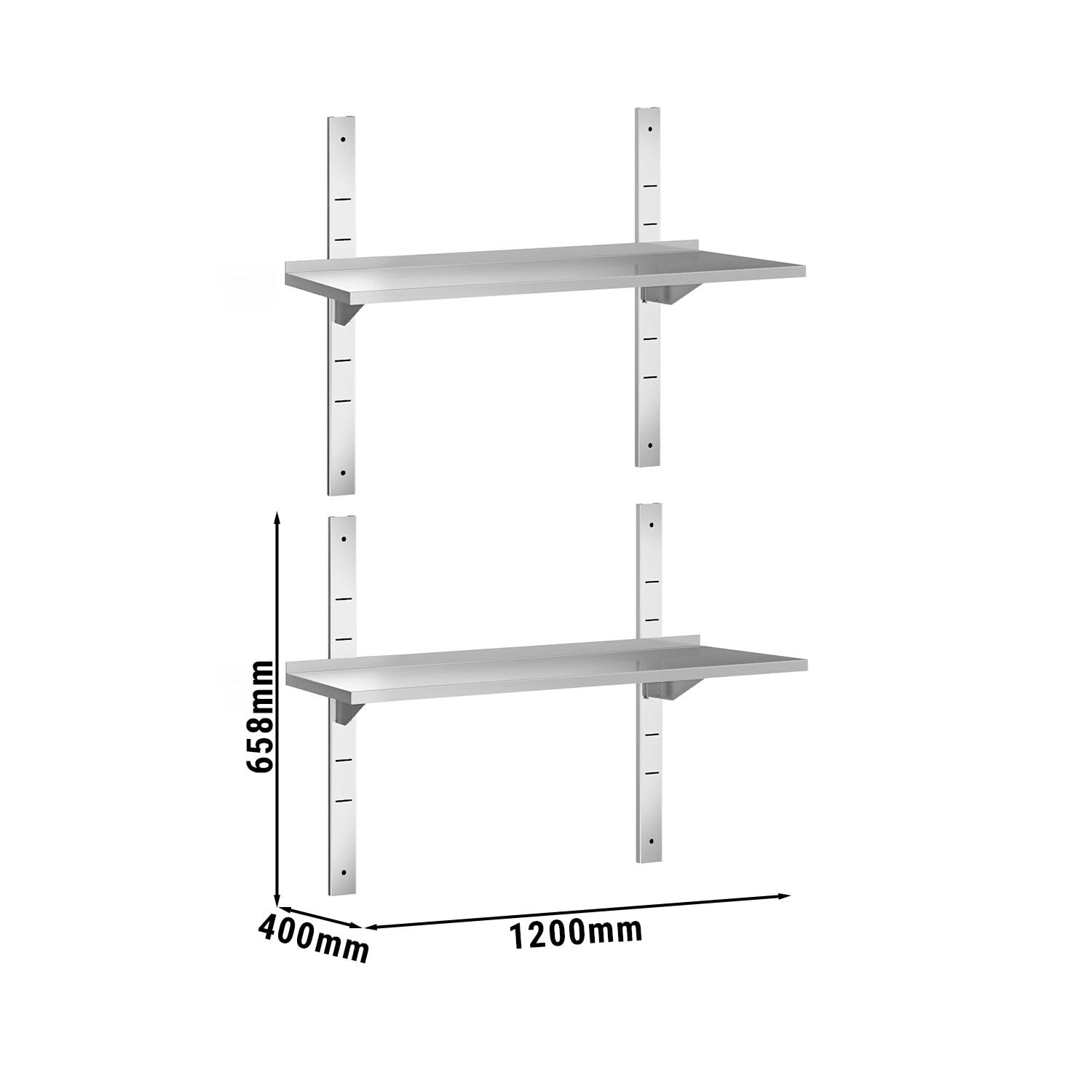 GGM Gastro | WBK124#2 | Wandborde PREMIUM - 1200x400mm - mit 2 Etagen