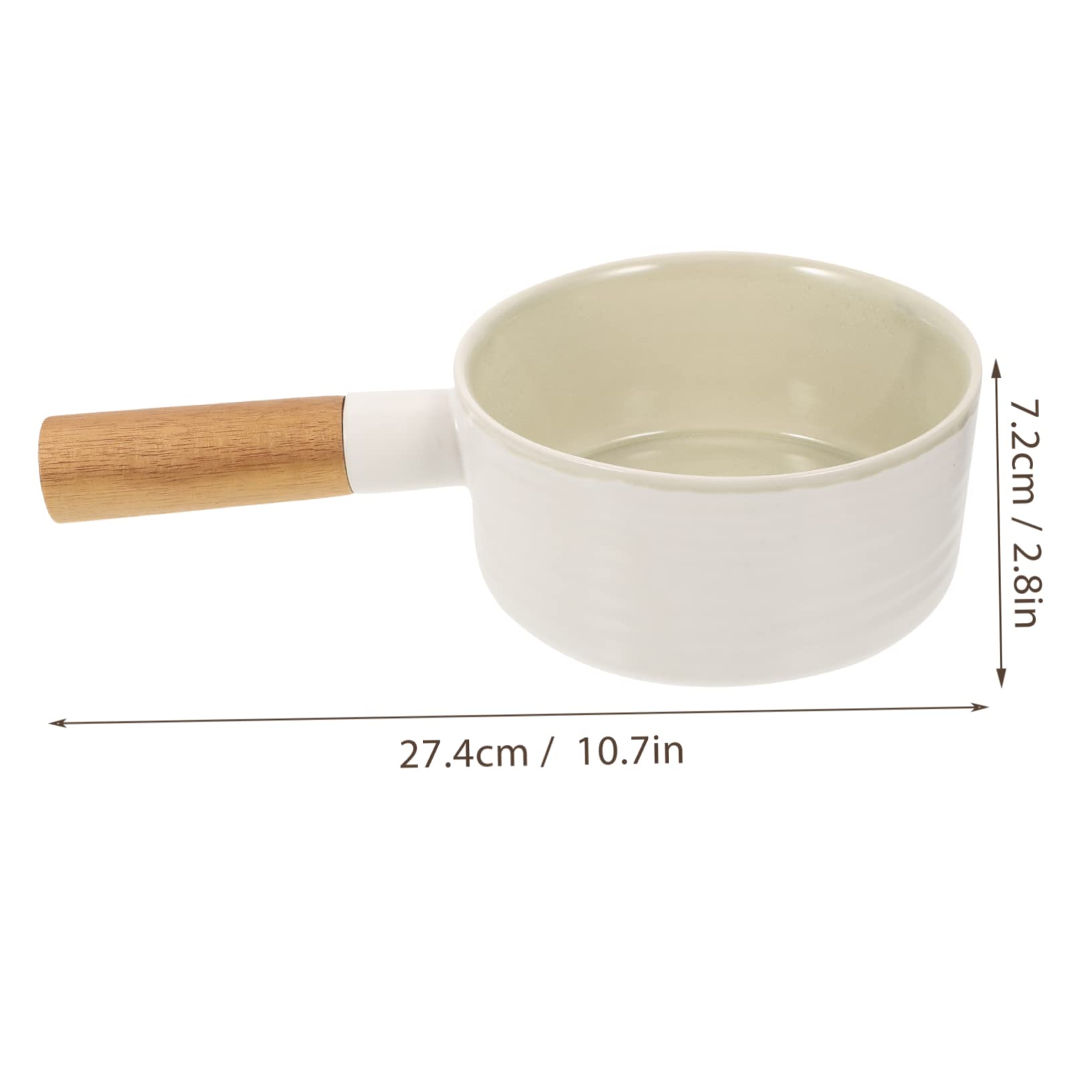 Cabilock Tazón de Sopa Grande de Cerámica Asa de Madera Anti-escaldaduras para Servir Ensaladas o Postres Cocina o Mesa Familiar de Cerámica