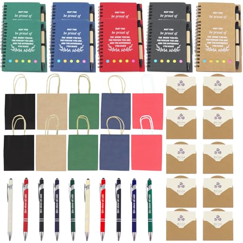 Image of 10 Set Motivational Pens Notebook Gifts,Bulk Thank You Teacher Appreciation Gift Inspirational Notebook,Top Spiral Notepads Party Favors,Notepads for Student Volunteer Employee Coworker