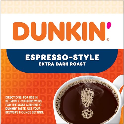 Image of Dunkin' Espresso Style Extra Dark Roast Coffee, 60 Keurig K-Cup Pods