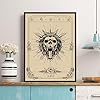 SERIMINO Witchy Framed Wall Art, Leo Tarot Canvas Prints Paintings, Horoscope Dark Academia Home Decor Aesthetic, 12X16inch Gothic Wall Decor for Room #1