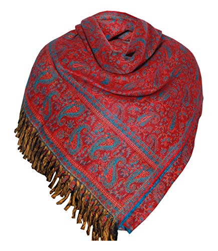 Luxury Yak Wool Shawl Floral Paisley Premium Quality Maroon Blue Colour Fashion Scarf Oversize Shawl Yoga Blanket Stole Unisex Travel Wrap Meditation Soft Gift For Her #TOP6