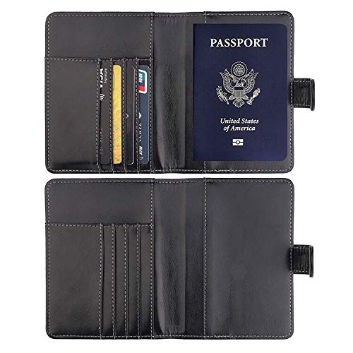 Caserbay Premium Synthetic Leather Rfid Blocking Passport Holder Cover Case Travel Wallet With Magnetic Closure, Style 2-Black #TOP2