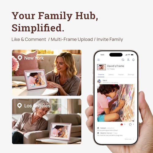 Image of ARZOPA D10 Metal Digital Picture Frame Free Cloud Storage No Subscription 10.1 inch HD Anti-Glare Touchscreen Instant Photo & Video Sharing from Phone Ideal for Thoughtful Gifting Exquisite - Rose Gold