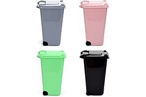 Mini Desktop Trash Can with Swing Top and Lid (4 Pack)