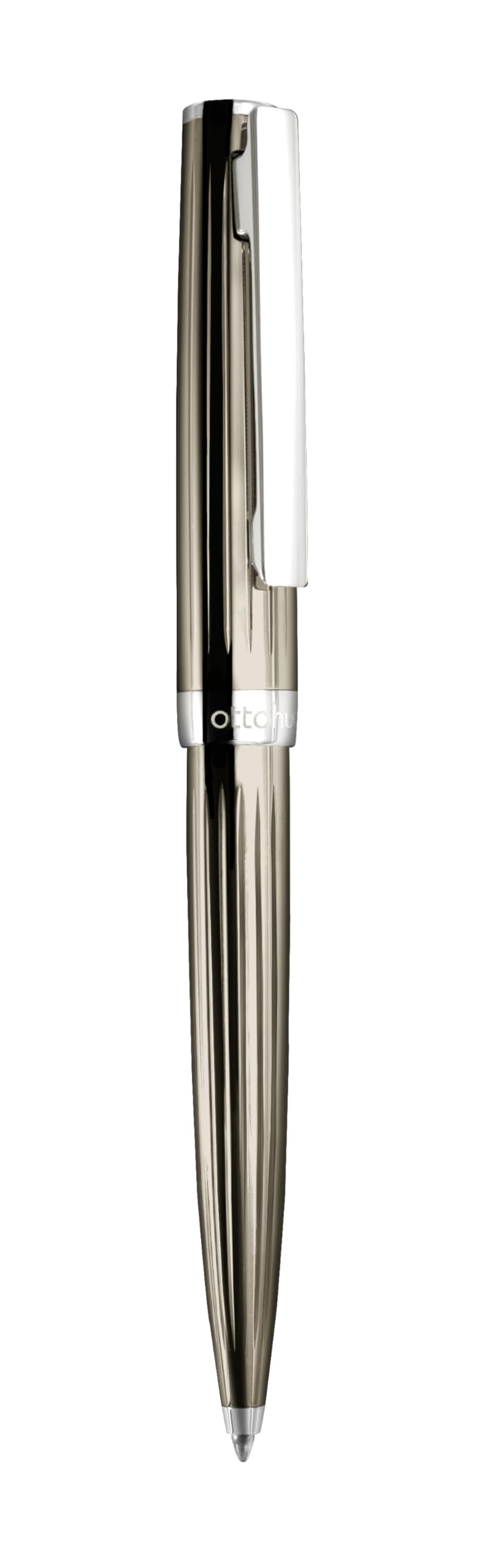 Otto Hutt Kugelschreiber Design 07, mit Schaft aus Messing und Faden-Guilloche, Beschlagteile platiniert, 001-11423